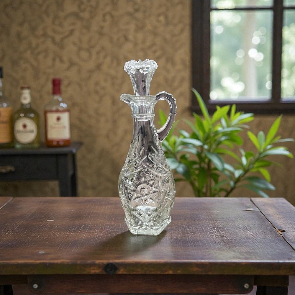 Vtg Anchor Hocking Early American Prescut (EAPC) Star of David Glass Cruet